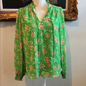 Joie Vibrant Green Floral Blouse